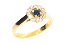 Diamond Sapphire cluster 18ct yellow gold